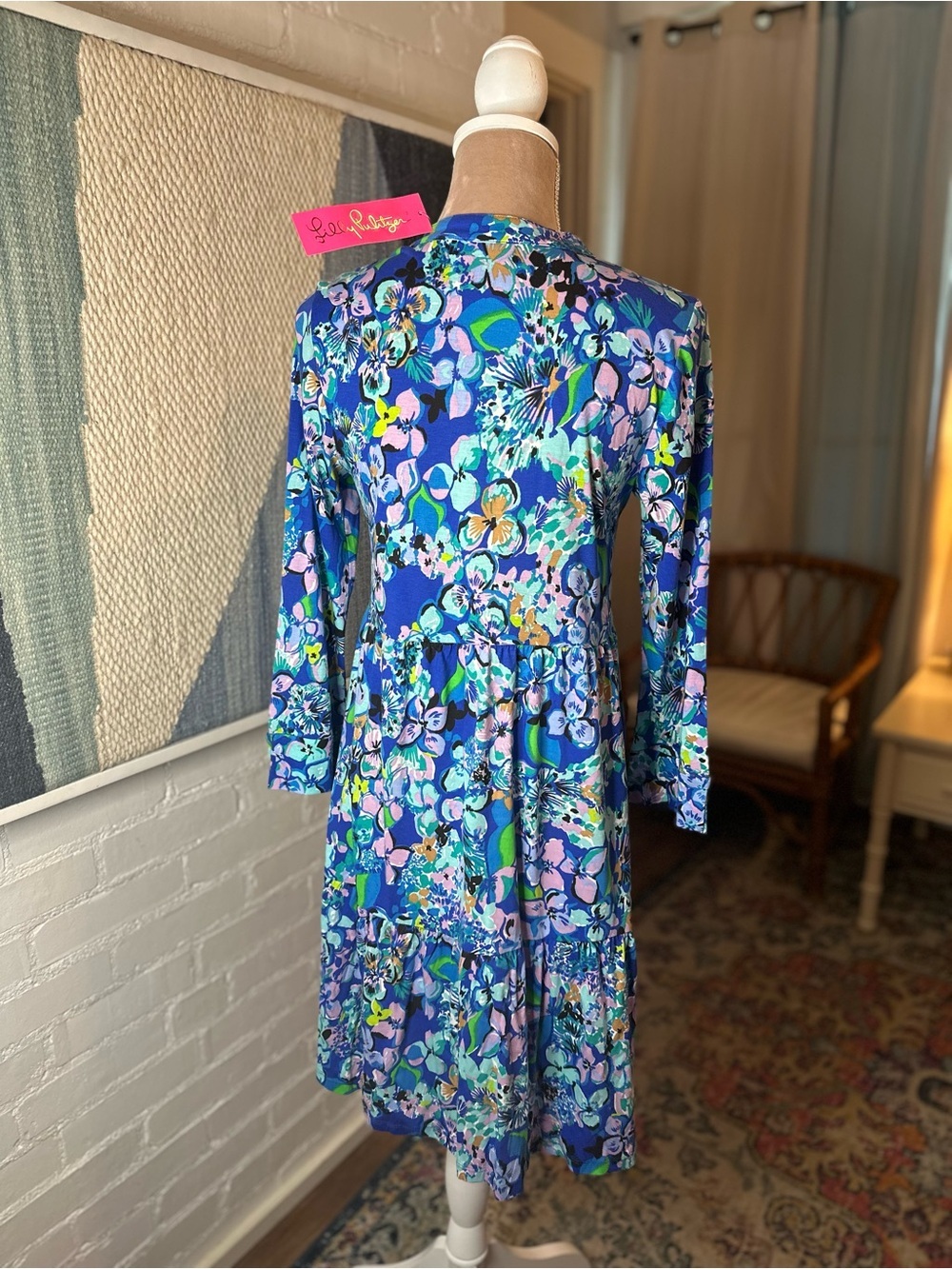 NWT Lilly Pulitzer Dark Blue and Purple ¾ Sleeve Tiered Dress - Picture 9 of 13